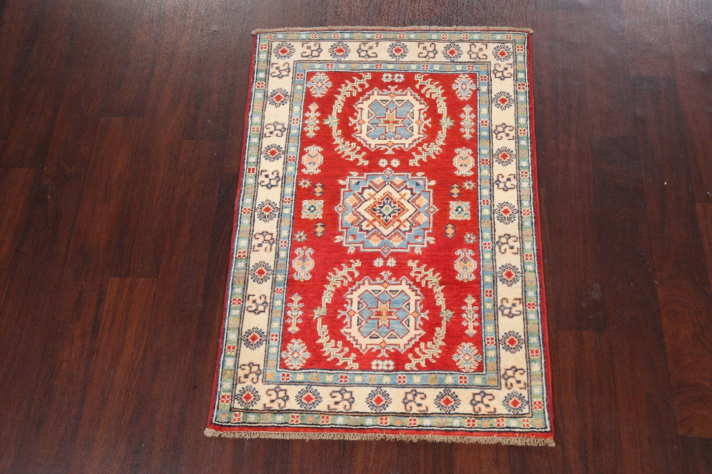 Geometric Kazak Oriental Area Rug 3x4