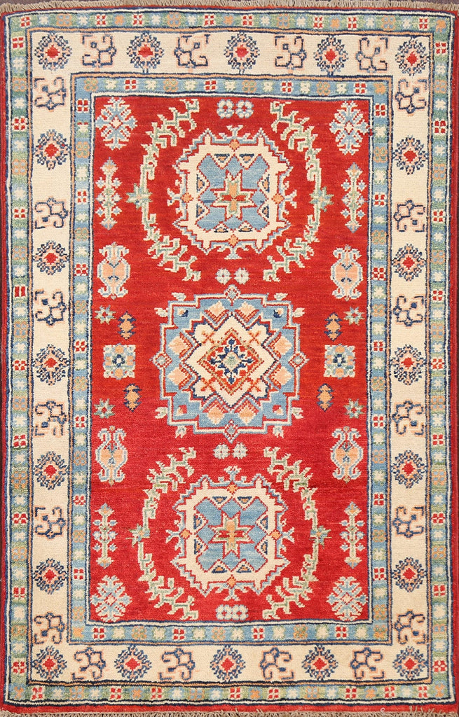 Geometric Kazak Oriental Area Rug 3x4