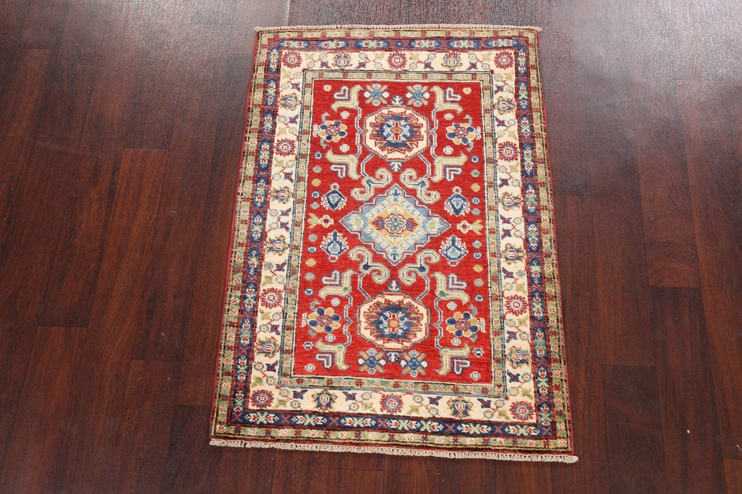 Geometric Kazak Oriental Area Rug 3x4