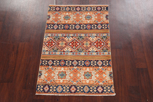 Tribal Geometric Kazak Oriental Area Rug 3x4