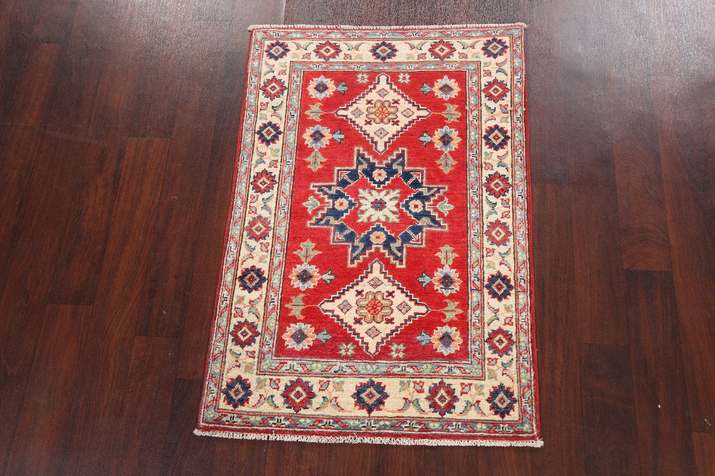 Geometric Kazak Oriental Area Rug 3x4