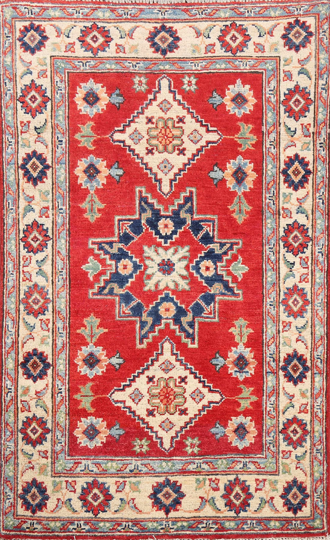 Geometric Kazak Oriental Area Rug 3x4