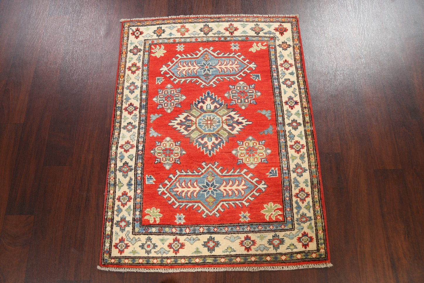 Geometric Kazak Oriental Area Rug 3x4