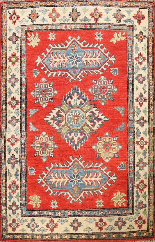 Geometric Kazak Oriental Area Rug 3x4