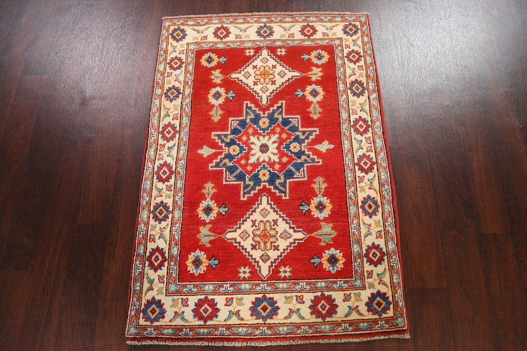 Geometric Kazak Oriental Area Rug 3x4