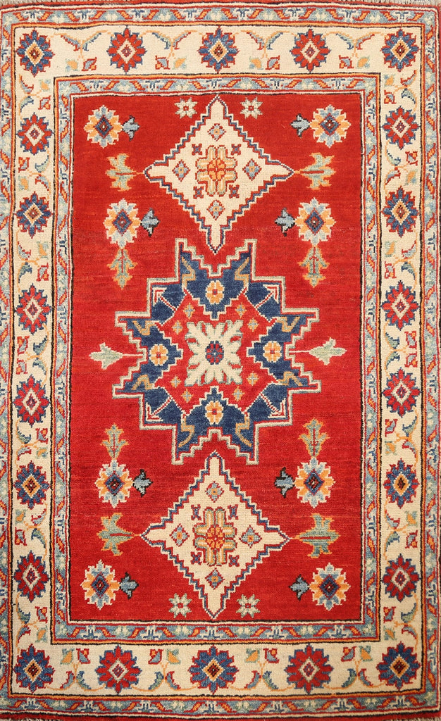 Geometric Kazak Oriental Area Rug 3x4