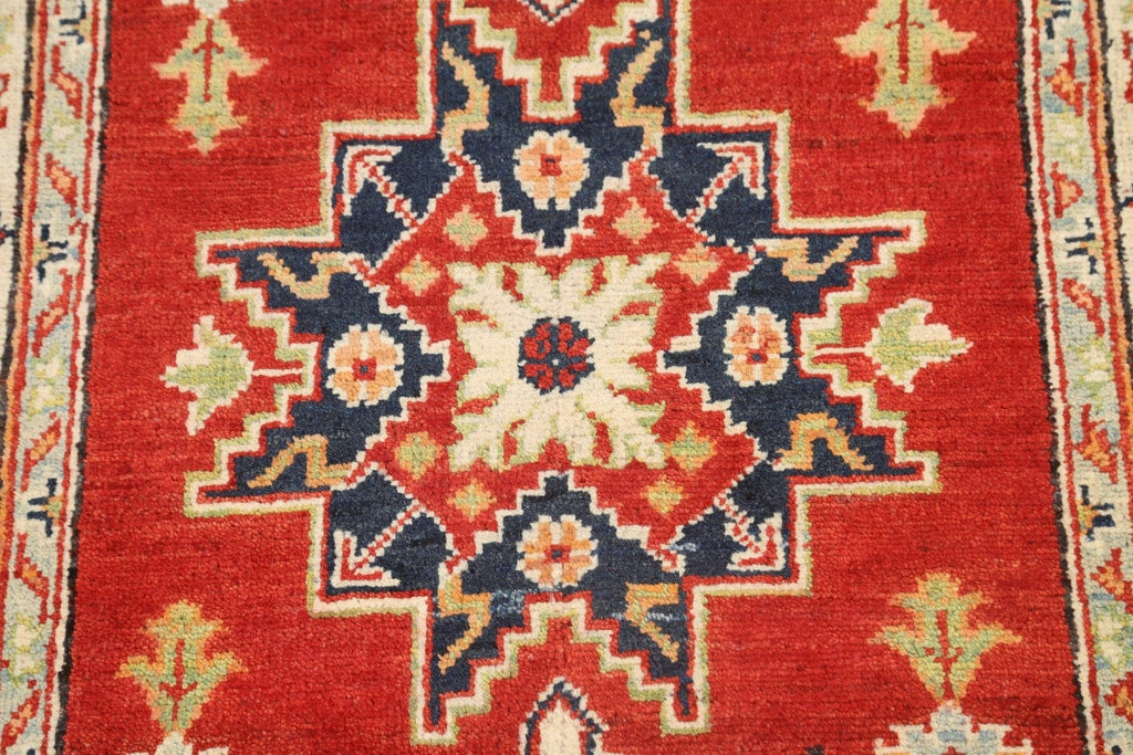 Geometric Kazak Oriental Area Rug 3x4