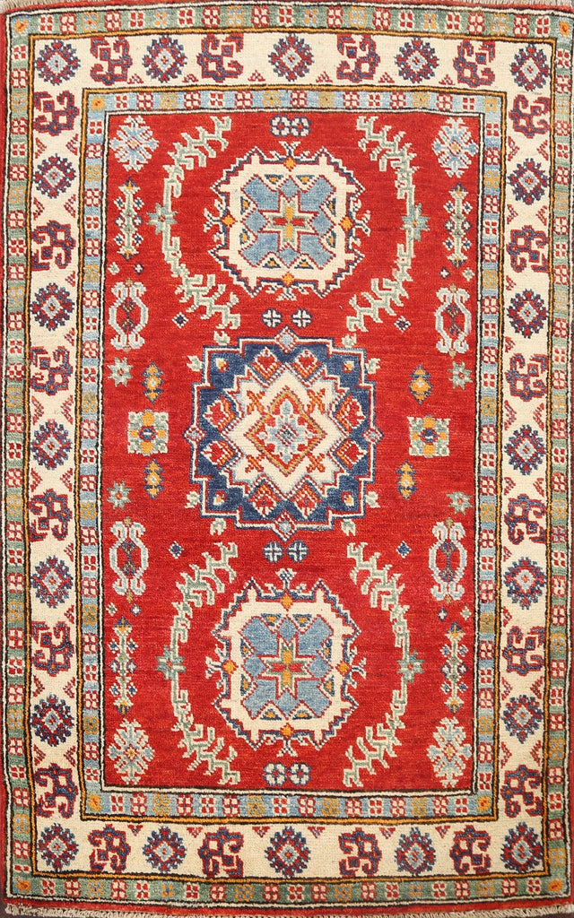 Geometric Kazak Oriental Area Rug 3x4