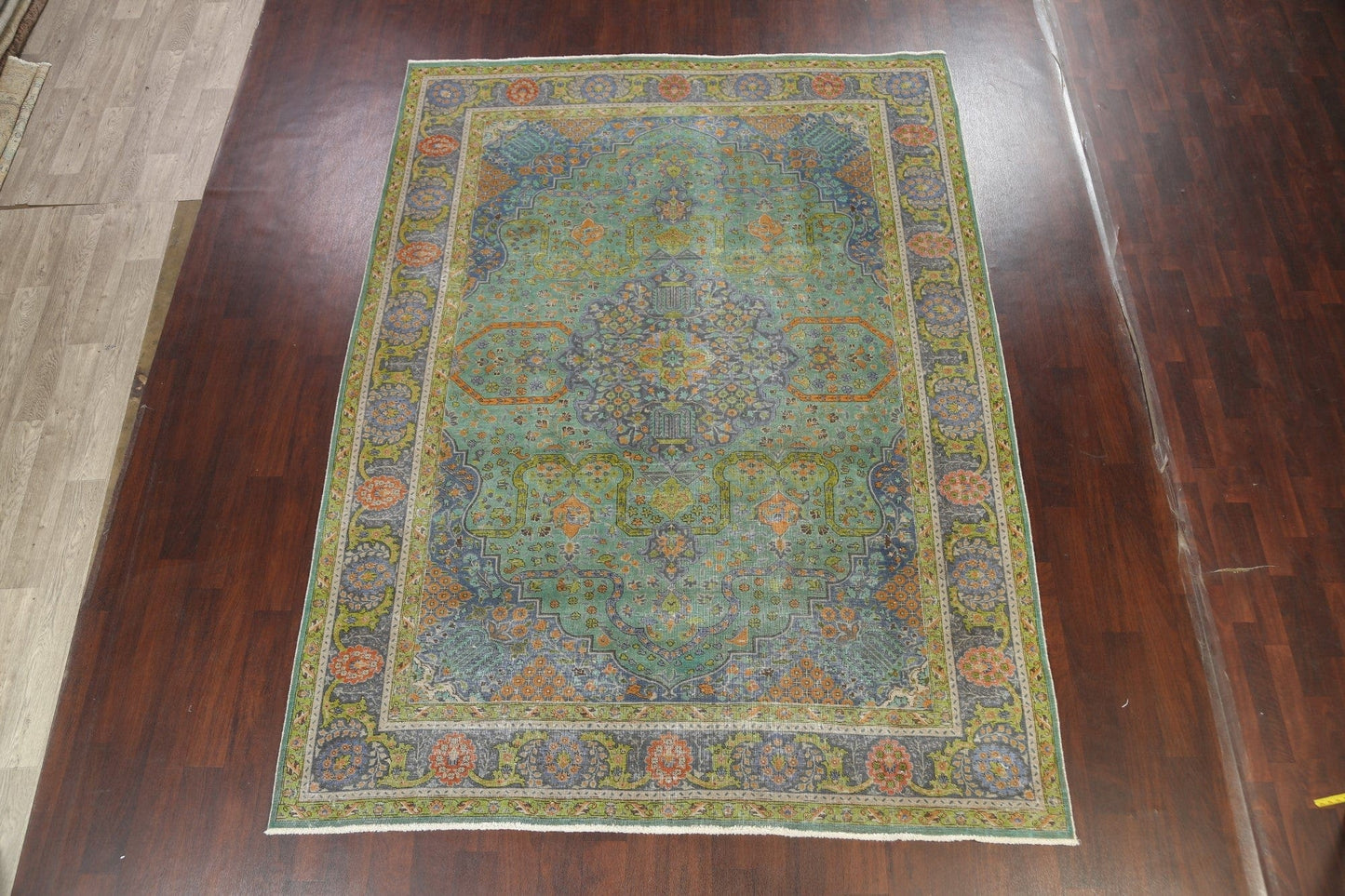 Distressed Geometric Tabriz Persian Area Rug 8x11