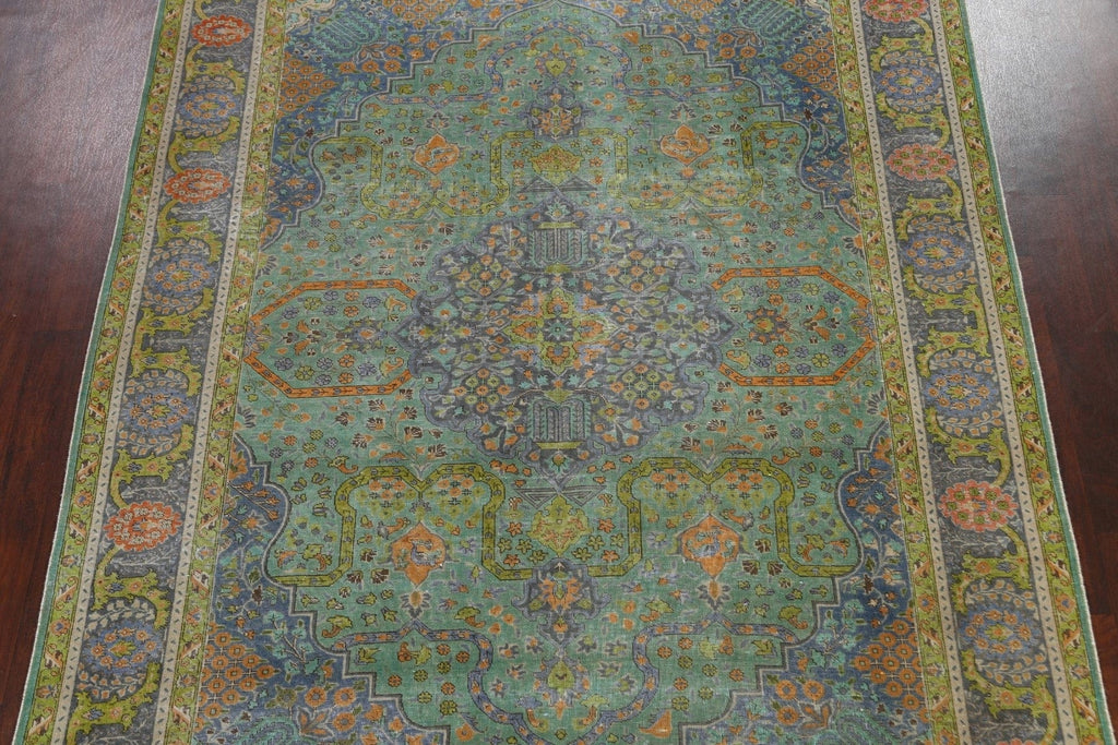 Distressed Geometric Tabriz Persian Area Rug 8x11