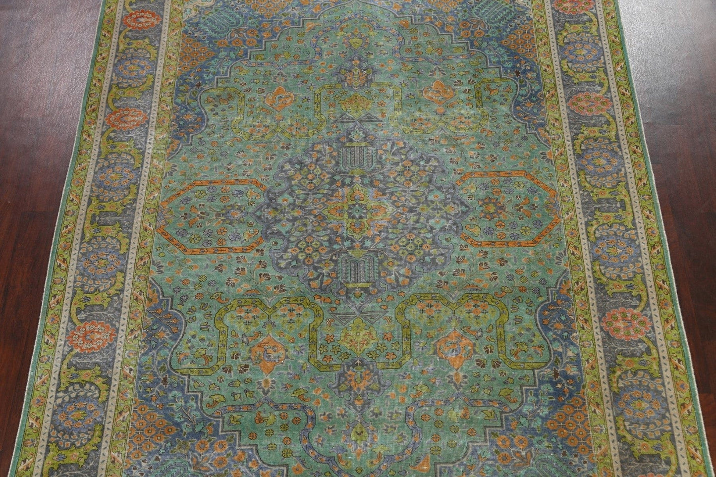 Distressed Geometric Tabriz Persian Area Rug 8x11