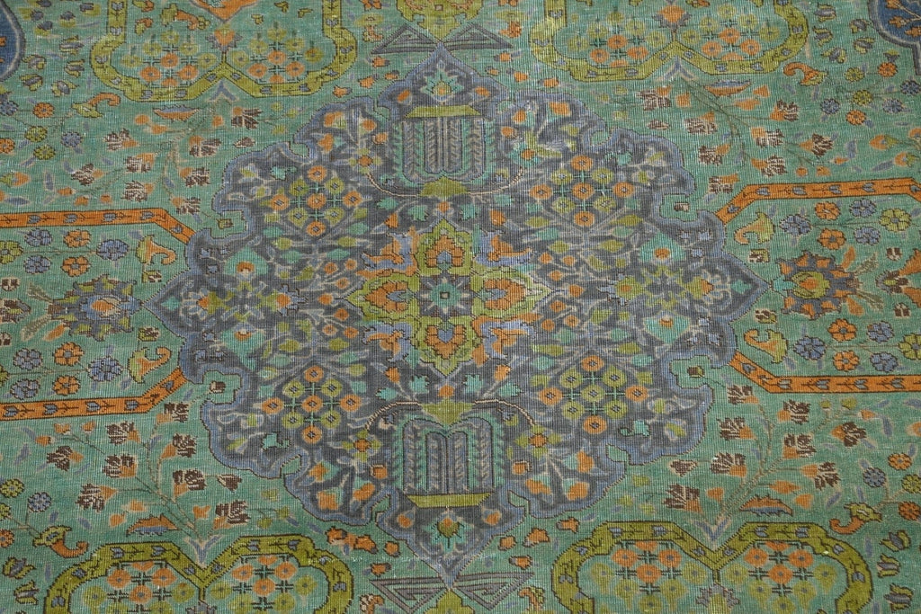 Distressed Geometric Tabriz Persian Area Rug 8x11