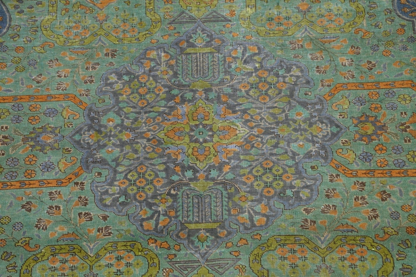 Distressed Geometric Tabriz Persian Area Rug 8x11