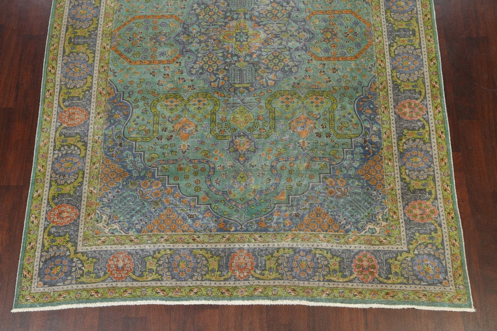 Distressed Geometric Tabriz Persian Area Rug 8x11