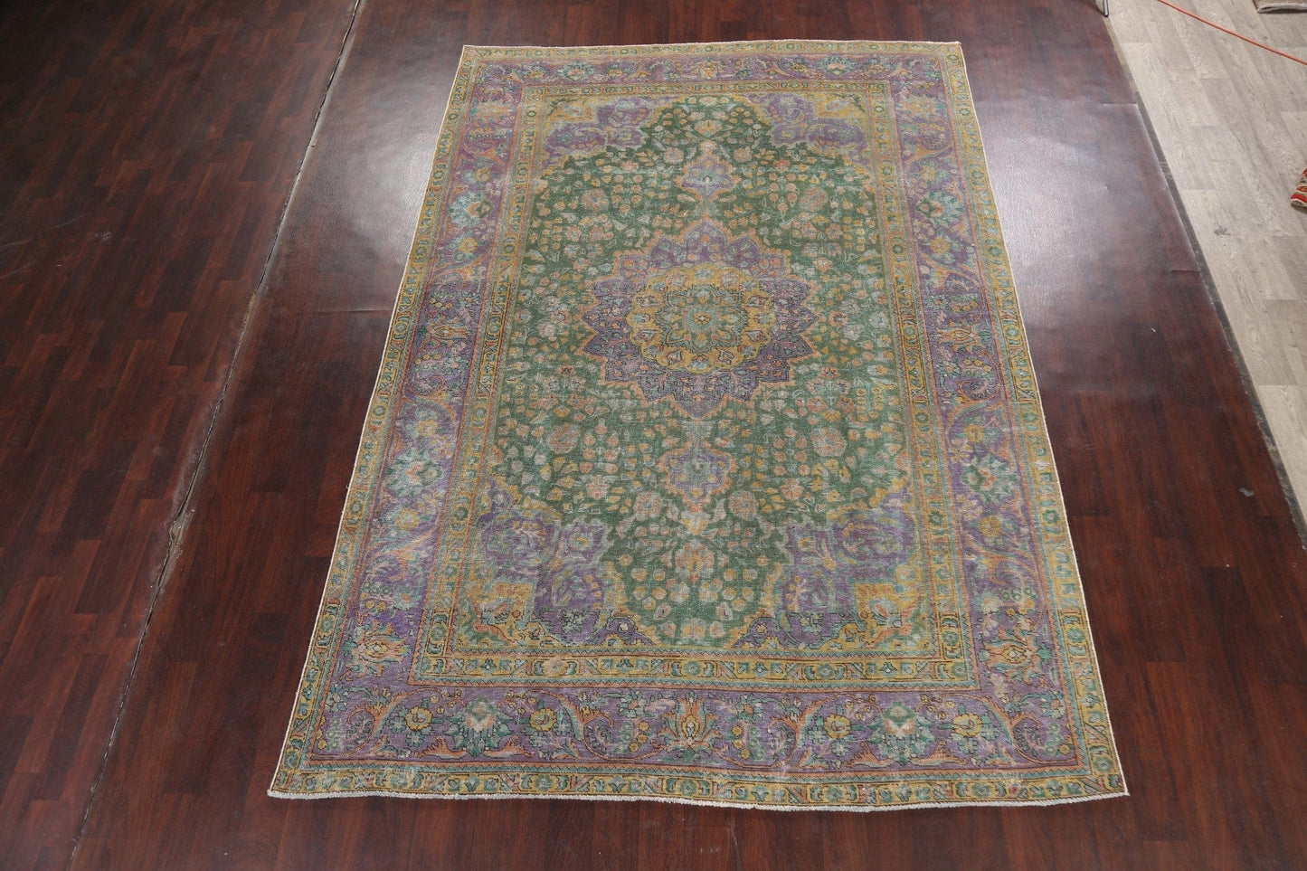 Distressed Floral Tabriz Persian Area Rug 8x11