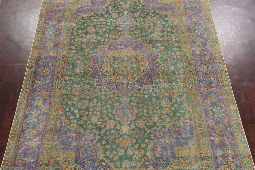 Distressed Floral Tabriz Persian Area Rug 8x11