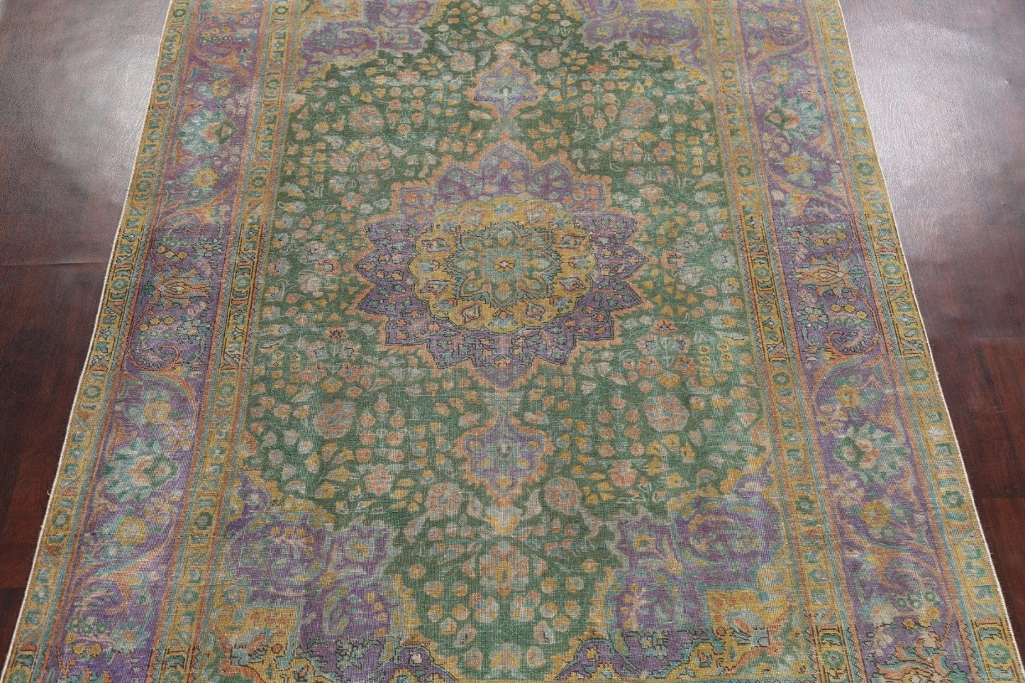 Distressed Floral Tabriz Persian Area Rug 8x11