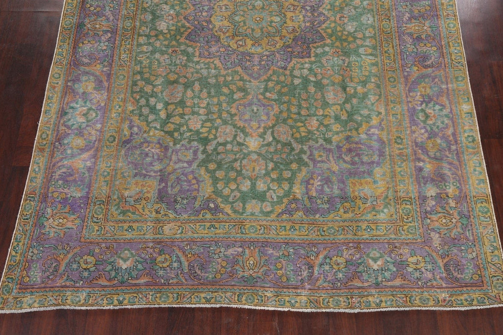 Distressed Floral Tabriz Persian Area Rug 8x11