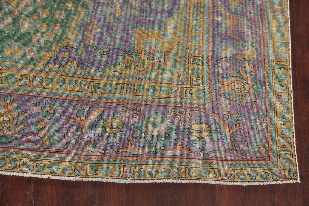 Distressed Floral Tabriz Persian Area Rug 8x11