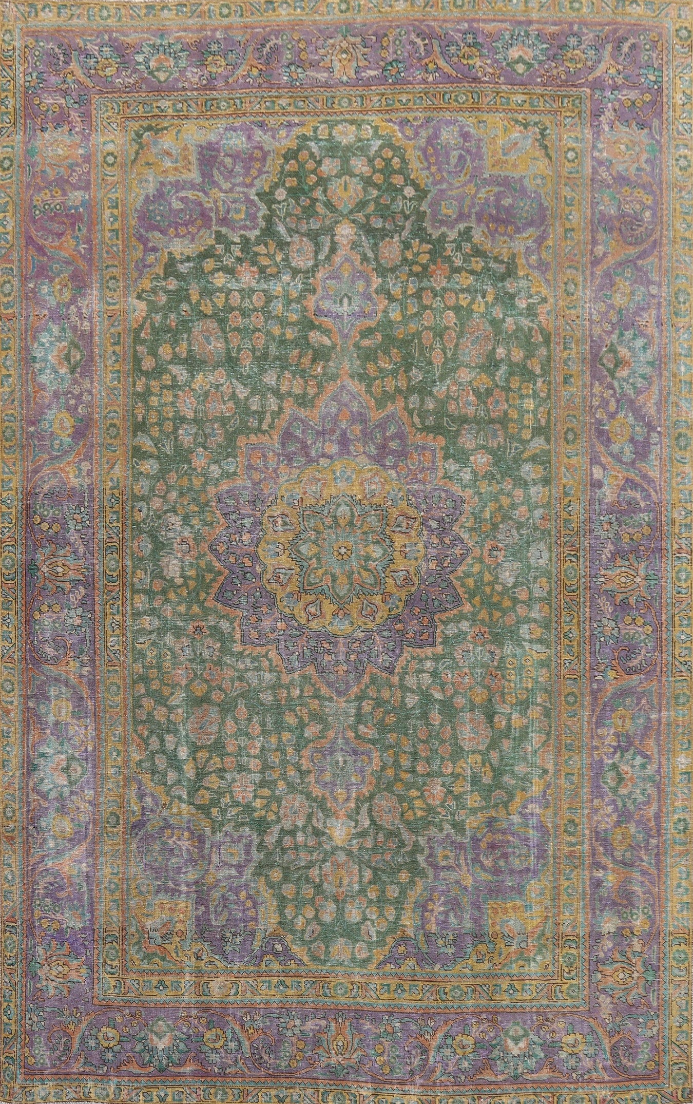 Distressed Floral Tabriz Persian Area Rug 8x11