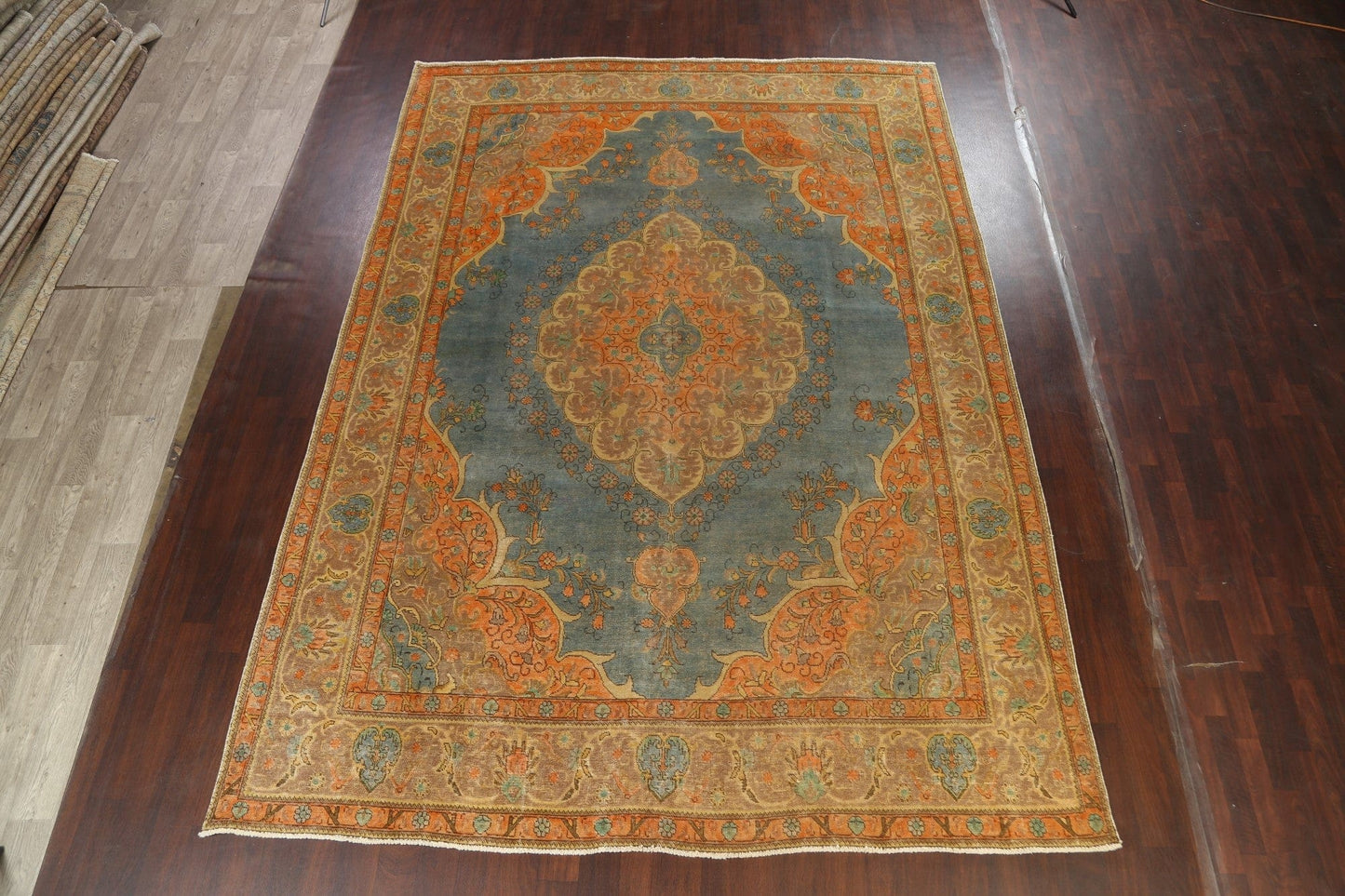 Distressed Floral Tabriz Persian Area Rug 9x13