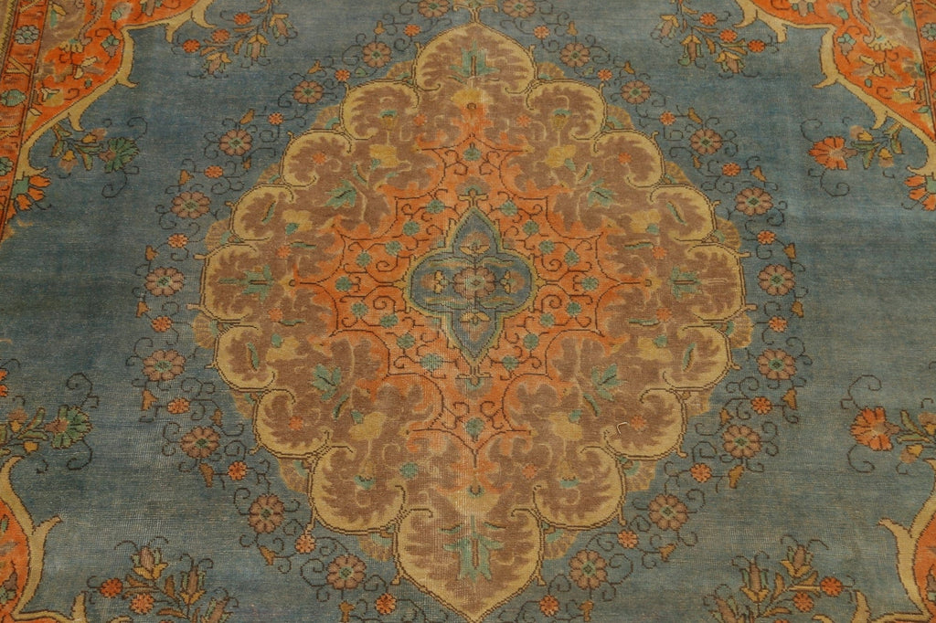 Distressed Floral Tabriz Persian Area Rug 9x13