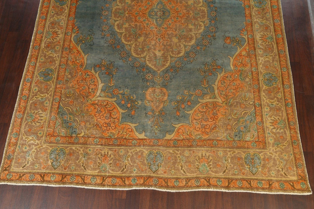 Distressed Floral Tabriz Persian Area Rug 9x13