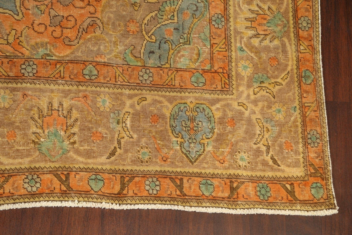 Distressed Floral Tabriz Persian Area Rug 9x13