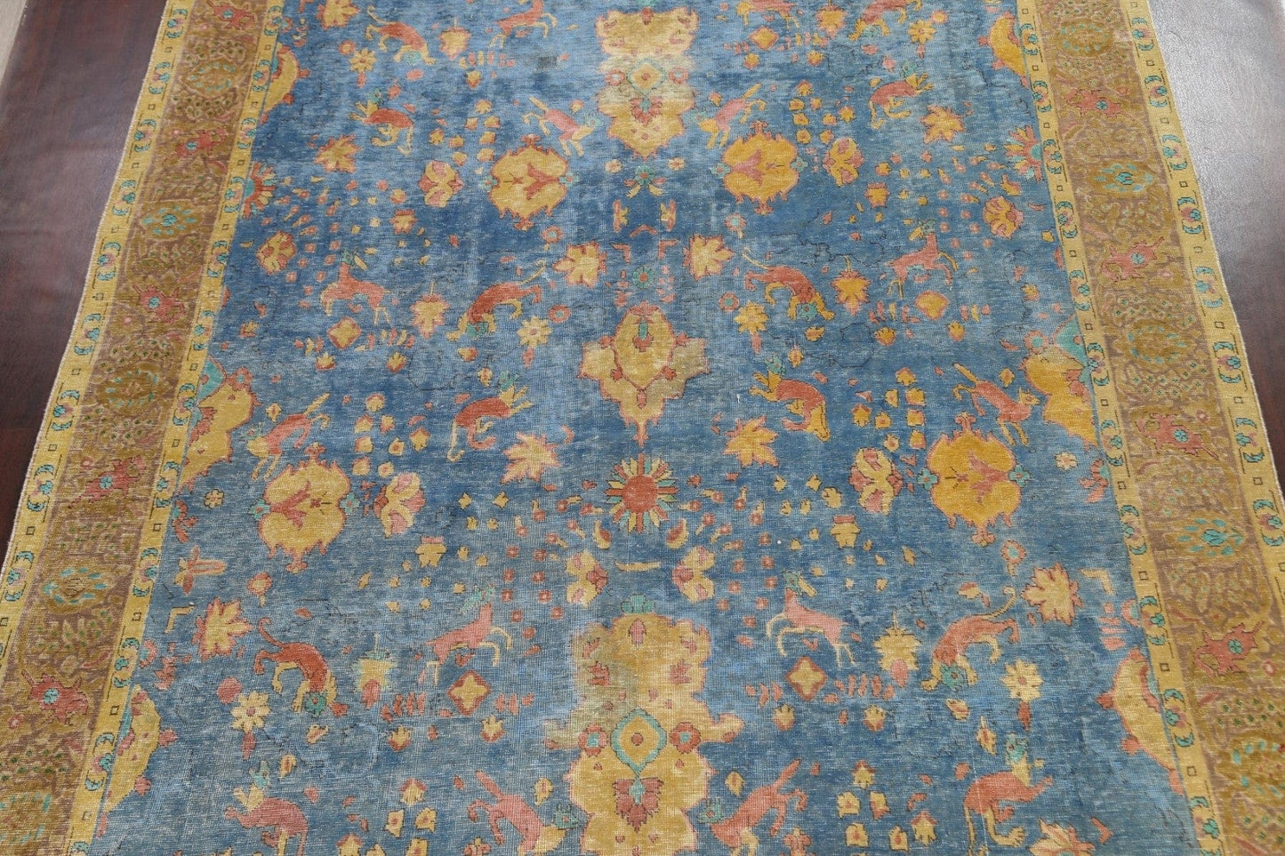 Distressed Floral Tabriz Persian Area Rug 10x13