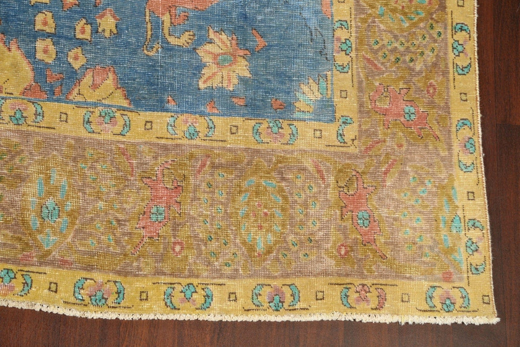 Distressed Floral Tabriz Persian Area Rug 10x13