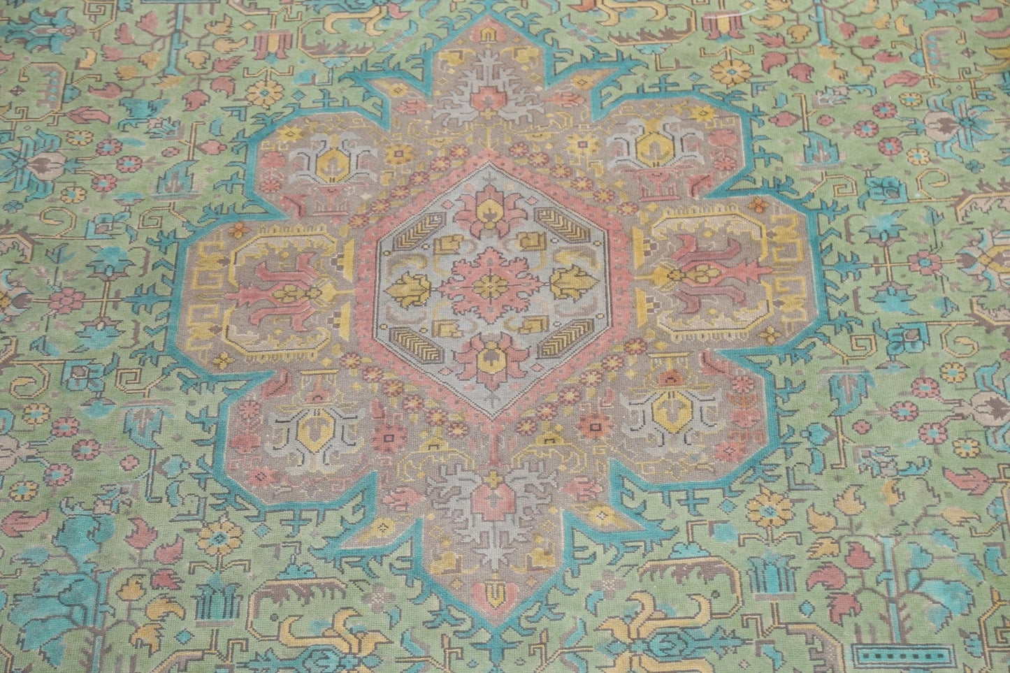 Distressed Geometric Tabriz Persian Area Rug 10x13