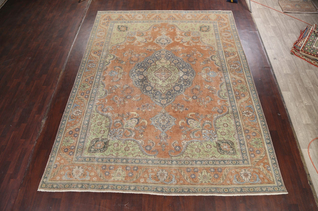 Distressed Traditional Tabriz Persian Area Rug 10x13