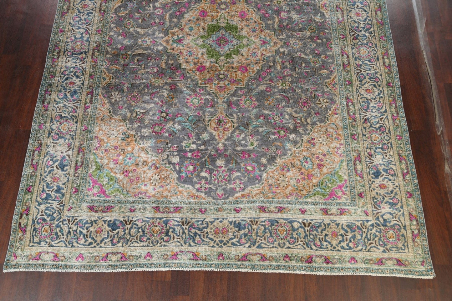 Traditional Distressed Mashad Persian Area Rug 9x12