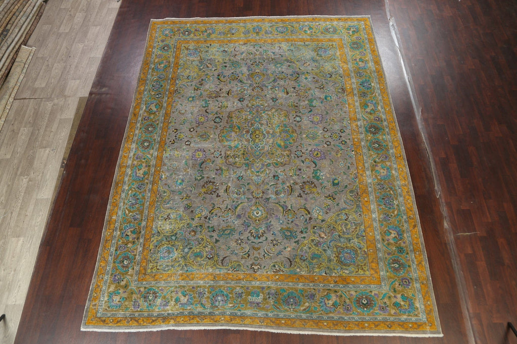 Traditional Distressed Tabriz Persian Area Rug 10x13