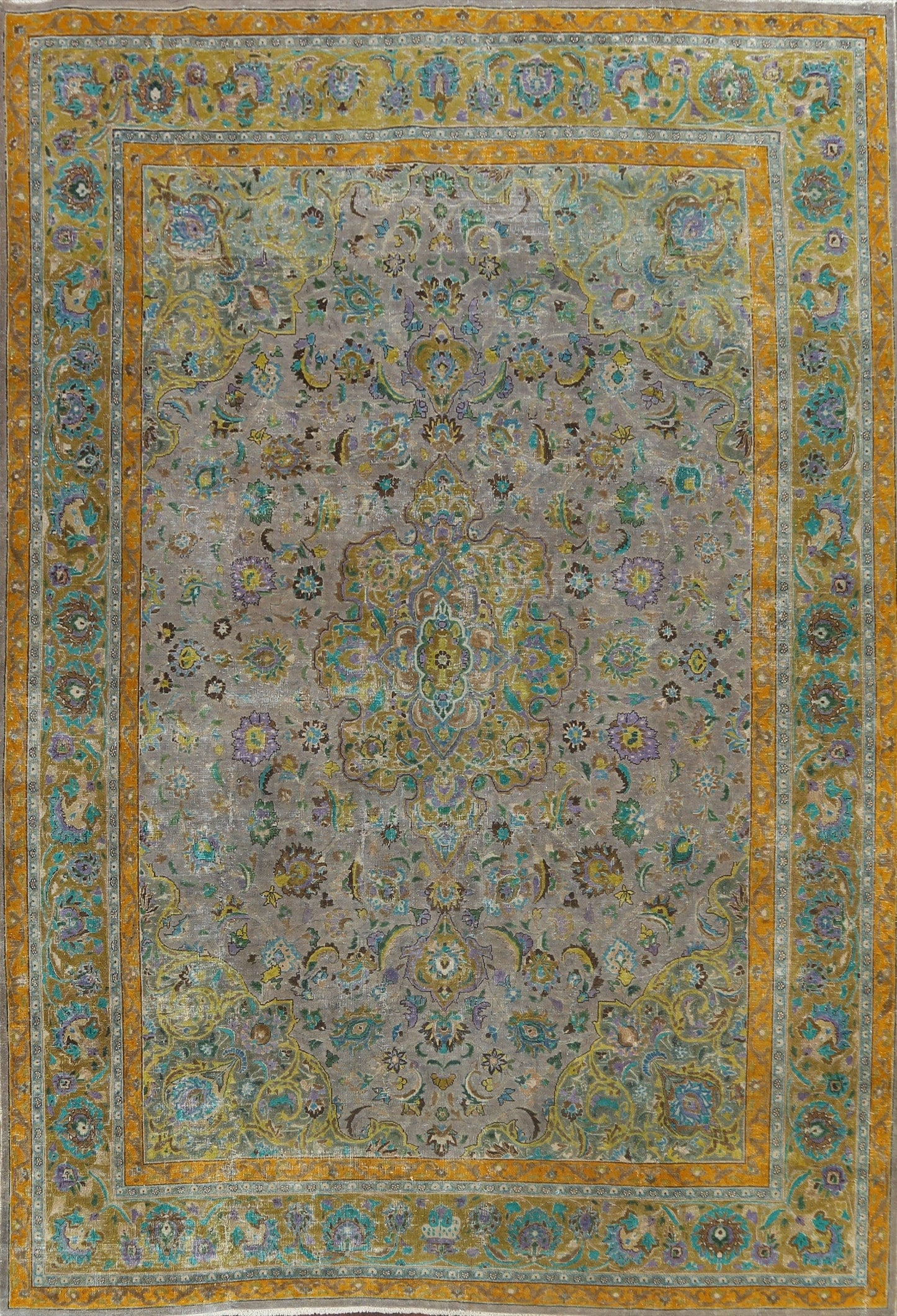 Traditional Distressed Tabriz Persian Area Rug 10x13