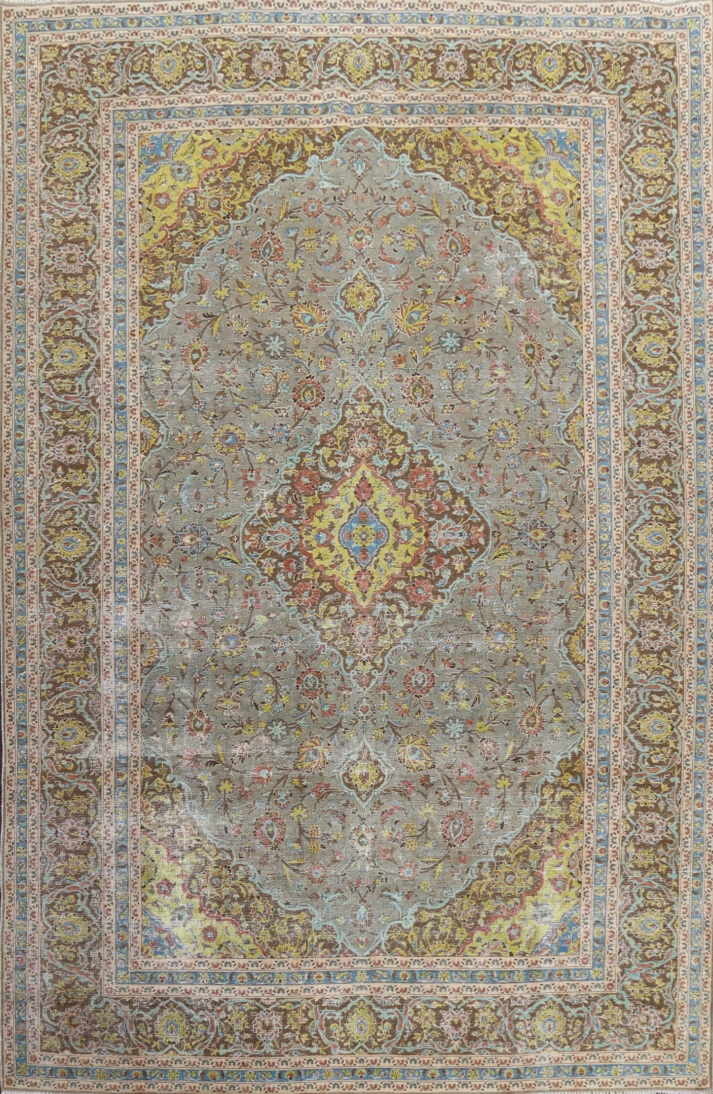 Traditional Distressed Kashan Persian Area Rug 10x13