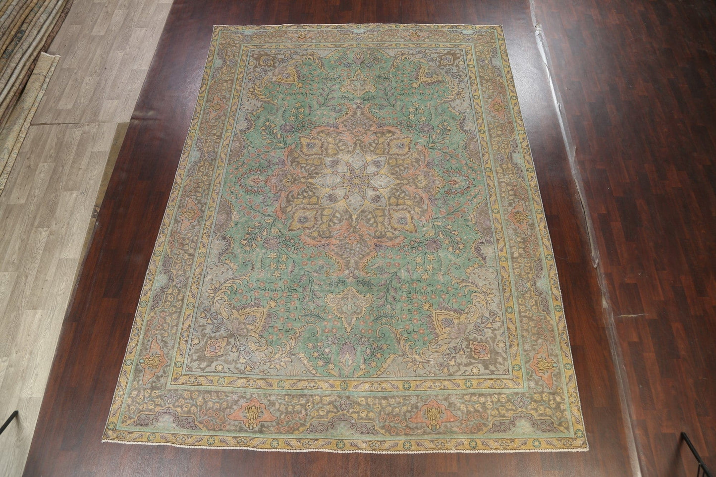 Distressed Floral Tabriz Persian Area Rug 9x13