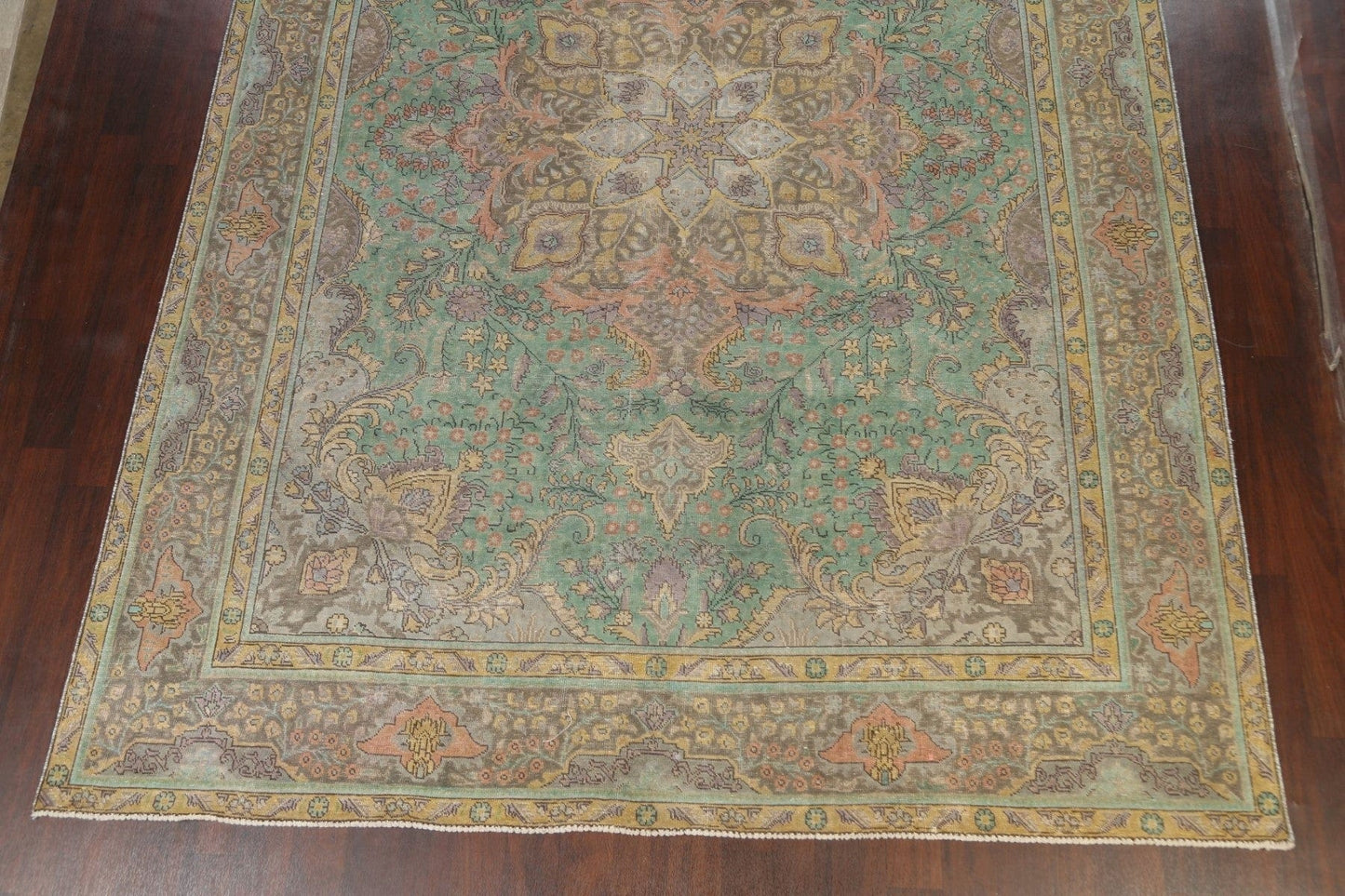 Distressed Floral Tabriz Persian Area Rug 9x13