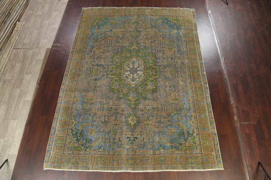 Traditional Distressed Tabriz Persian Area Rug 9x13