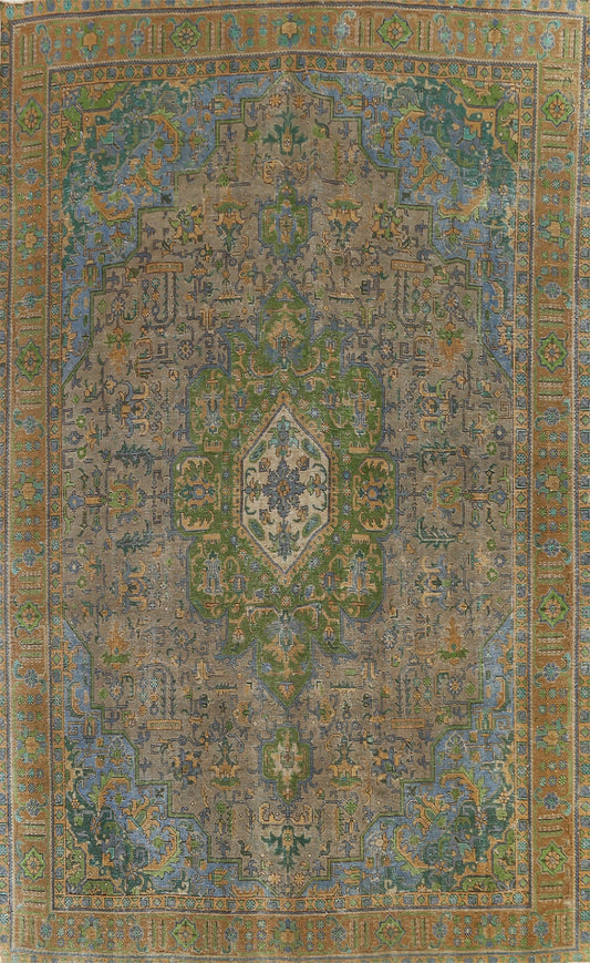 Traditional Distressed Tabriz Persian Area Rug 9x13