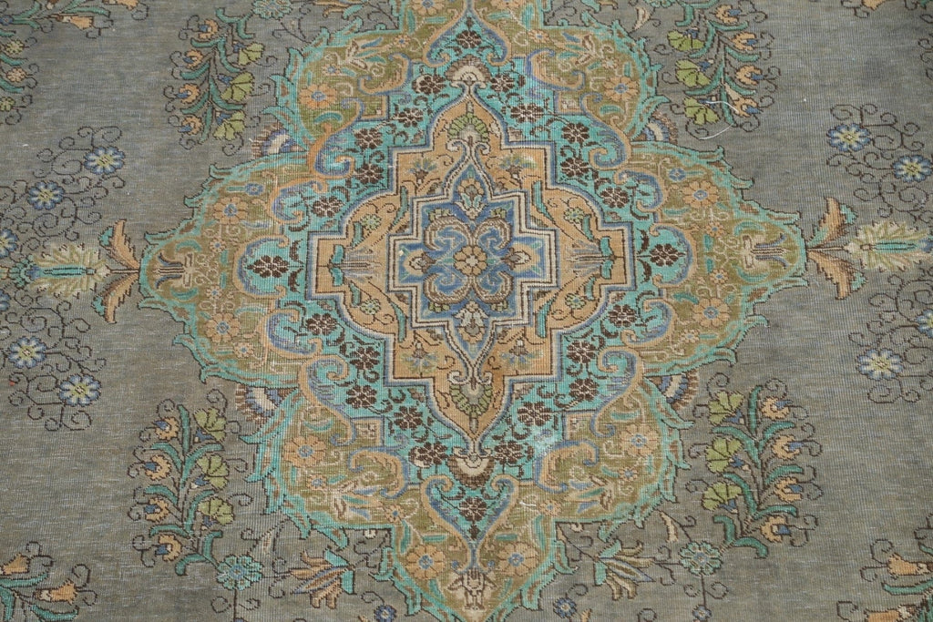 Traditional Distressed Tabriz Persian Area Rug 9x13