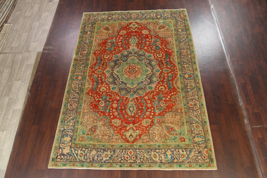 Traditional Distressed Tabriz Persian Area Rug 8x11