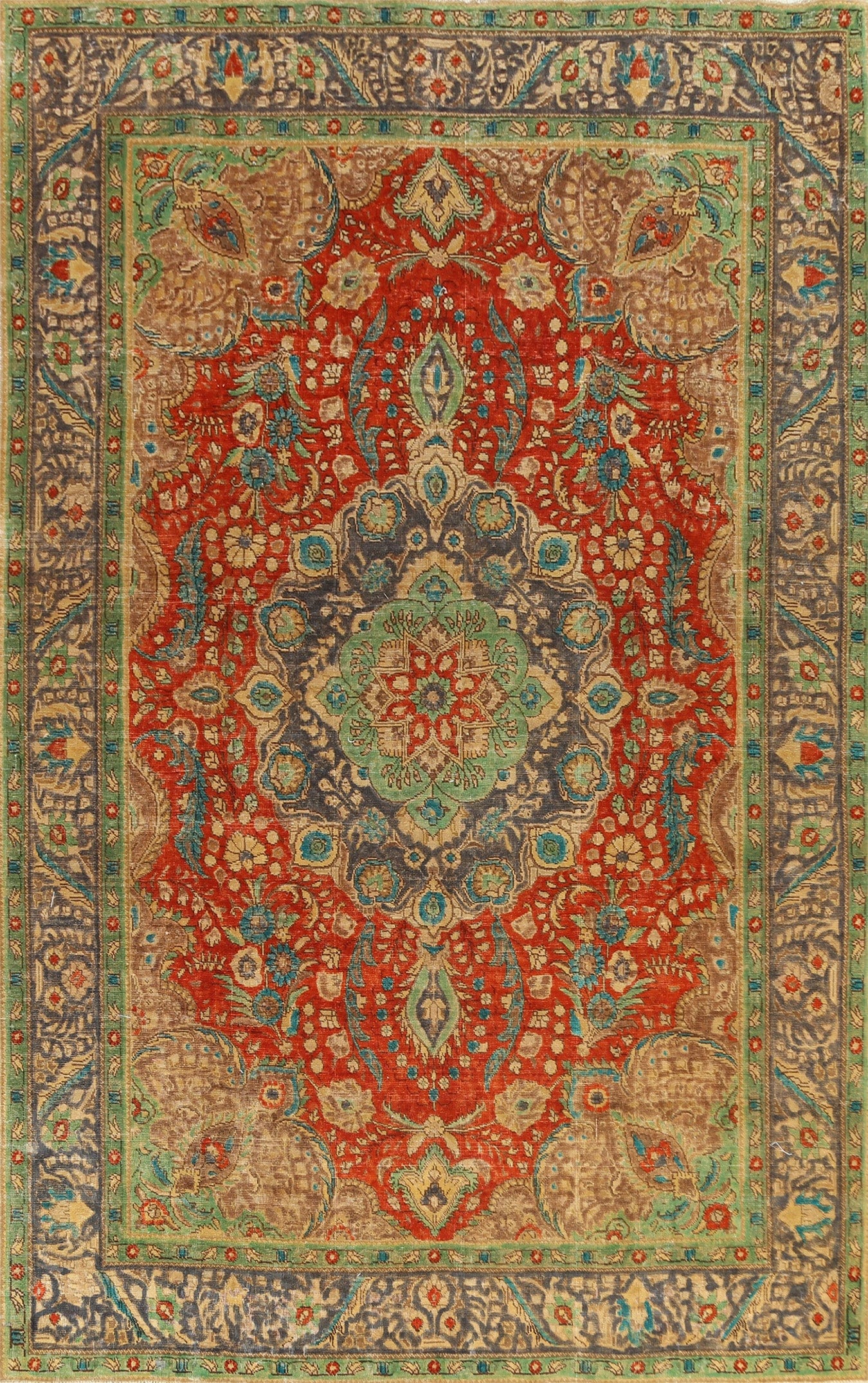 Traditional Distressed Tabriz Persian Area Rug 8x11