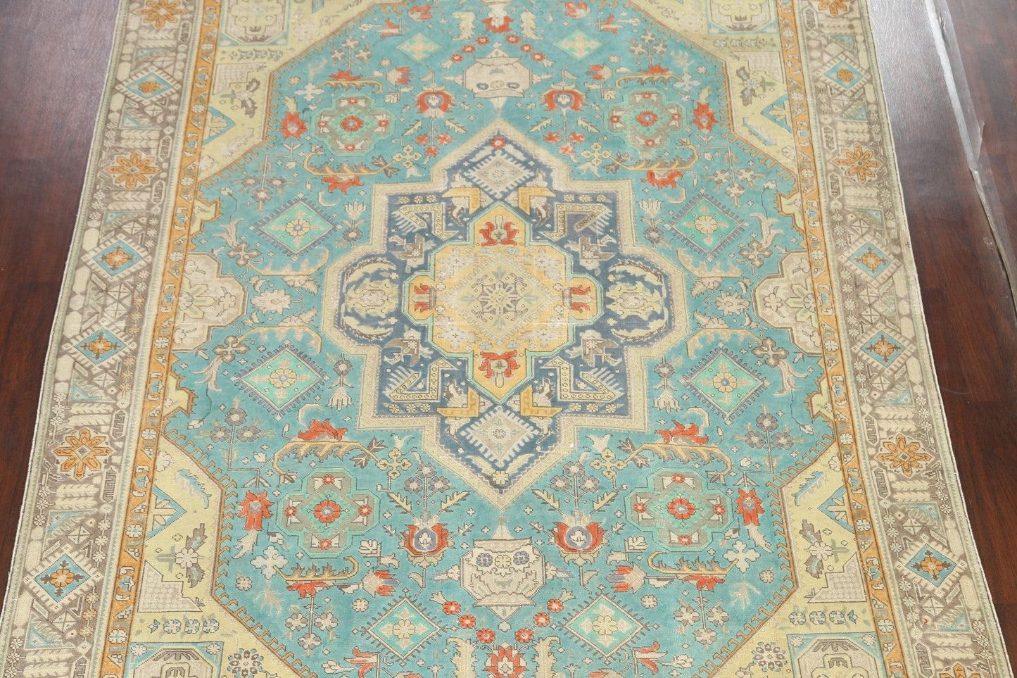 Geometric Distressed Tabriz Persian Area Rug 9x11