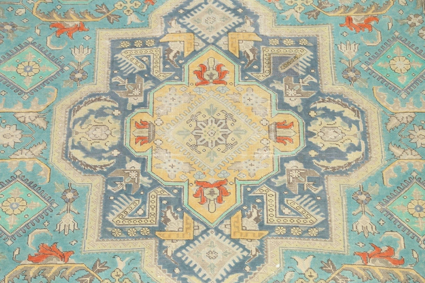 Geometric Distressed Tabriz Persian Area Rug 9x11