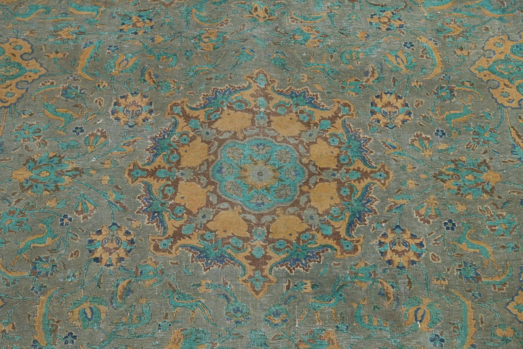 Traditional Distressed Tabriz Persian Area Rug 10x13