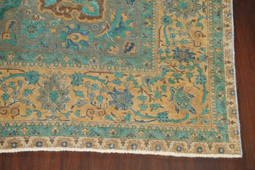 Traditional Distressed Tabriz Persian Area Rug 10x13