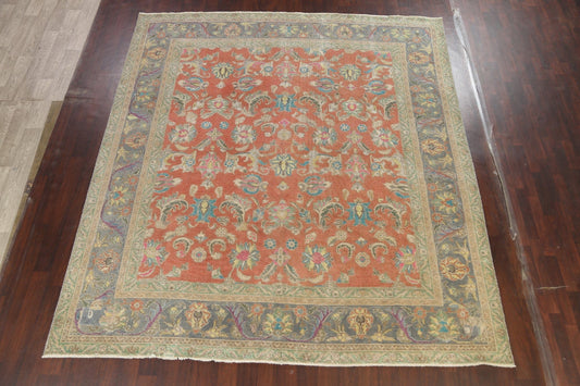 Floral Distressed Tabriz Persian Area Rug 10x11