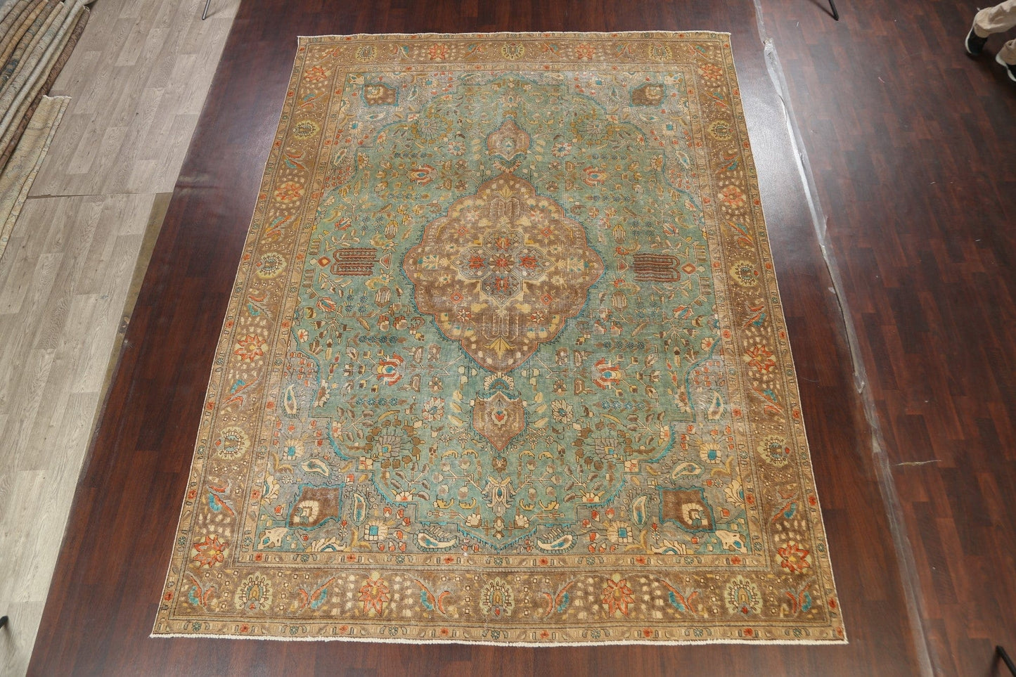 Traditional Distressed Tabriz Persian Area Rug 10x13