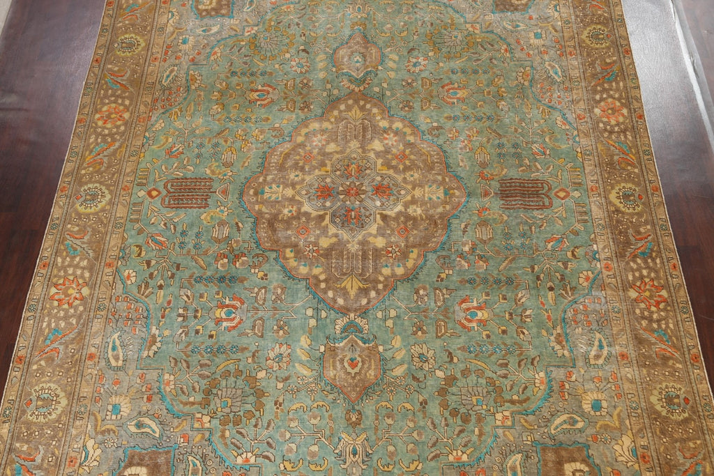 Traditional Distressed Tabriz Persian Area Rug 10x13